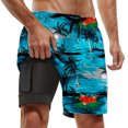 thumbnail image 2 of FINALGANG Mens Casual Beach Print Board Shorts Casual Drawstring Waist Swim Trunks Quick Dry Beach Shorts With Side Pocket For Summer Surfing Daily Wear Dark Blue L, 2 of 3