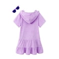 thumbnail image 2 of Cubretraje de baño para niña LUCKYGAL de toalla con cierre y color morado, talla 6-7, 2 of 6