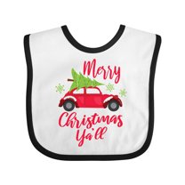 Inktastic Merry Christmas Ya'll with Red Car and Tree Boys or Girls Baby Bib