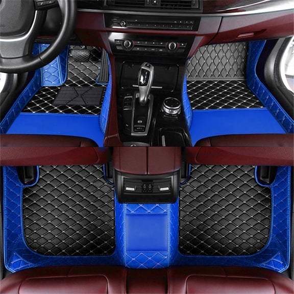 Leadwolf 3pcs Car floor mats for Honda for Civic 2015-2021 MK10 Leather Luxury Full Coverage Floor Mats Black and Blue