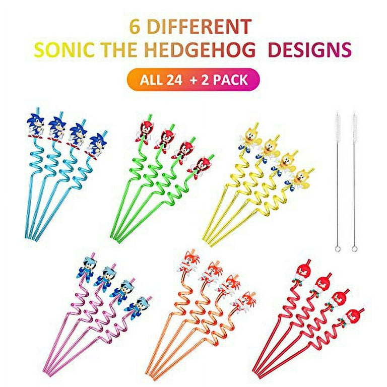 Mazubless Whimsical Mario and Sonic Reusable Straws - 24PCS Cartoon  Character Drinking Straws for Unforgettable Parties