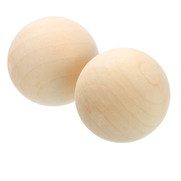 2 Pack Round Wood Balls 60mm Diameter Unfinished Solid Wooden Beads