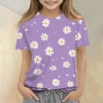 thumbnail image 2 of Grblisyd Girls Shirts Kids Summer Fashion Cute Cartoon Print Crewneck Short Sleeve Tops Casual Tees 10-12 Years, 2 of 5