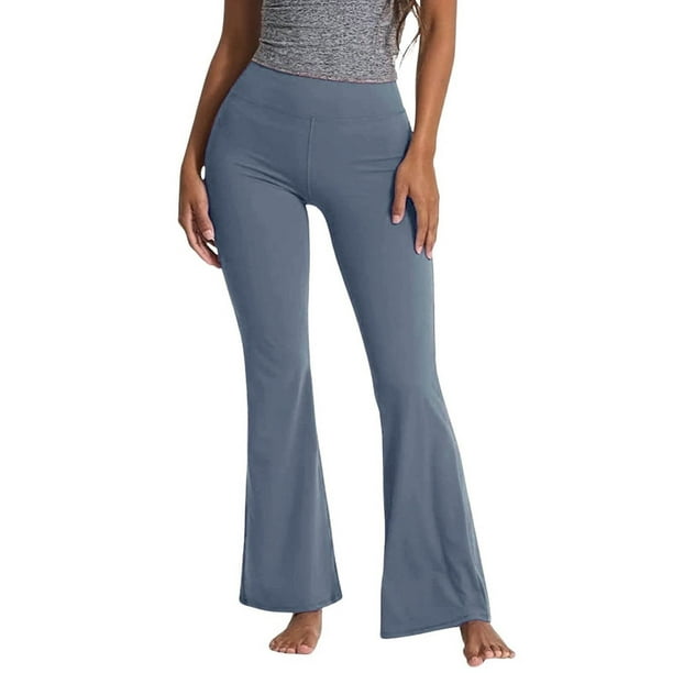 TOWED22 Women's Bootcut Yoga Pants with Pockets, High Waist Workout Bootleg  Yoga Pants Tummy Control Pants(Blue,XL)
