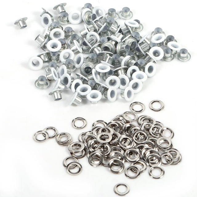 Jewelry Accessories,100Sets 4mm Round Metal Eyelets Scrapbooking Card Hole Leather Craft Garment Accessory (White)