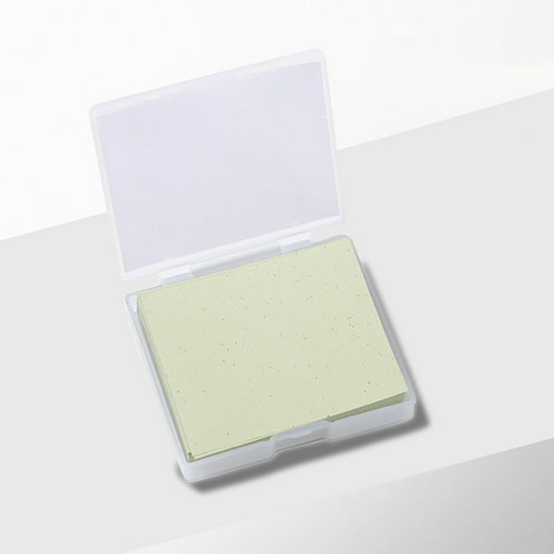 Pisexur Belleza Maquillaje Cinta de papel absorbente de aceite, borla para polvos, espejo, control de aceite facial, maquillaje, caja portátilpara mujeres y hombres