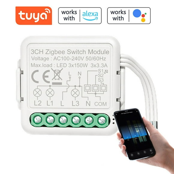 Tuya ZigBee 3-way Light Switch Module Light Control Mobilephone APP Remotes Control Intelligent Home Share