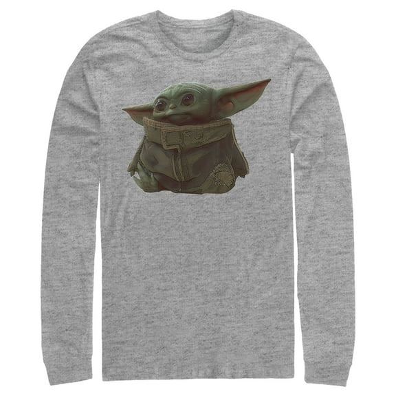 Men's Star Wars: The Mandalorian The Child Portrait Long Sleeve Shirt Athletic Heather Medium