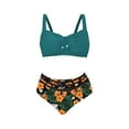 thumbnail image 4 of Womens Swimsuits Summer Spring Vacation Bikini Split Chest with Round Beads Plus Size Tankini Swimwear Green, 4 of 4