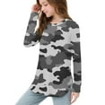 thumbnail image 6 of OVBMPZD Gray Girls Tshirts Camo Lightweight Long Sleeve Side Split Crewneck Tunic Pullover Blouses Tops for Girls Size 5 Years, 6 of 6