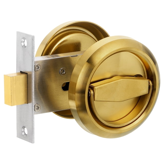 Unique Bargains Round Recessed Door Lock Stainless Steel 304 Hidden Recessed Invisible Handle, Brass