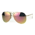 thumbnail image 2 of Rimless Retro Pink Mirror Lens Boyfriend Style Large Gold Pilot Sunglasses, 2 of 4