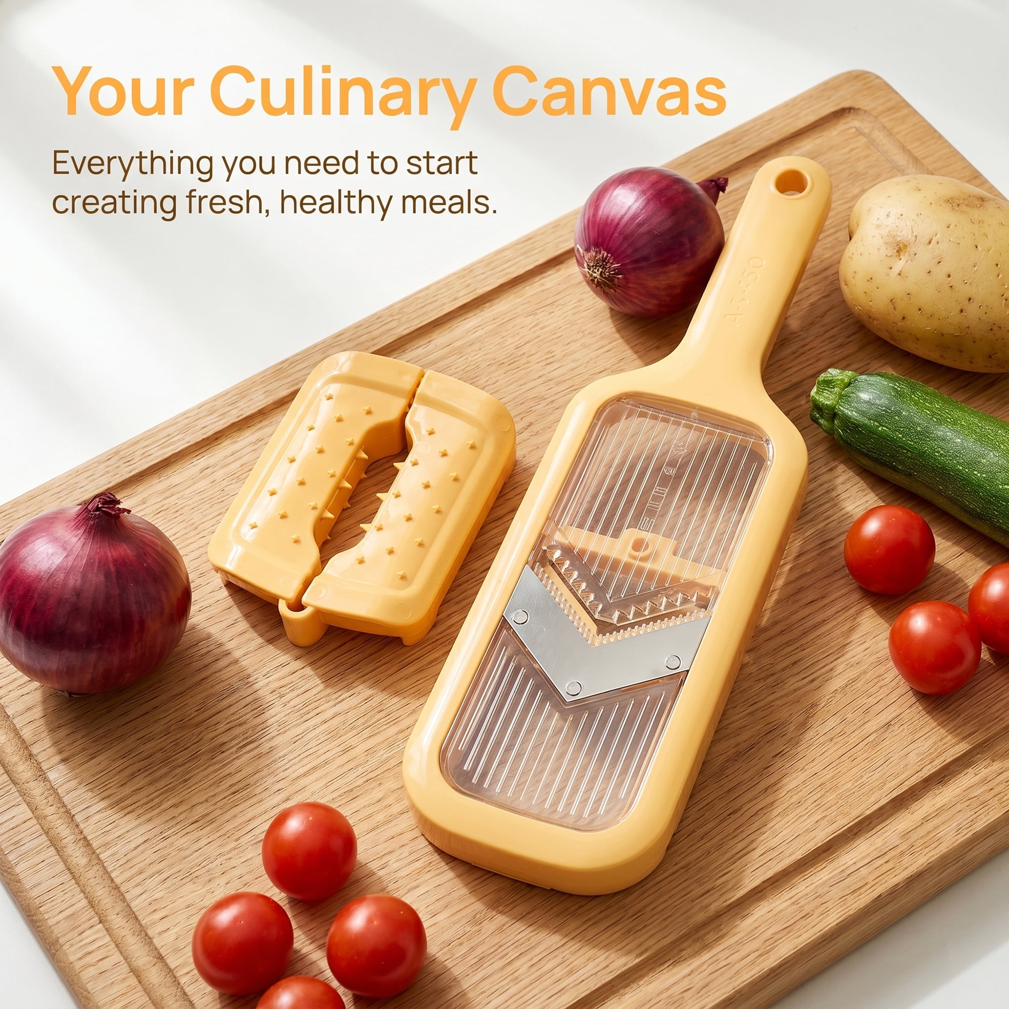 Unique Bargains Versatile 3-in-1 Vegetable Slicer and Chopper for Home Yellow A 13.2"x4.3"