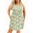 thumbnail image 1 of MODERN GOOSE Robe d'Été Grande Taille pour Femmes Roses Vertes 4X Décontractée Sans Manches Col Rond Fluide Plissée Soleil Plage Bohème Élégante Babydoll avec Poches, 1 of 12
