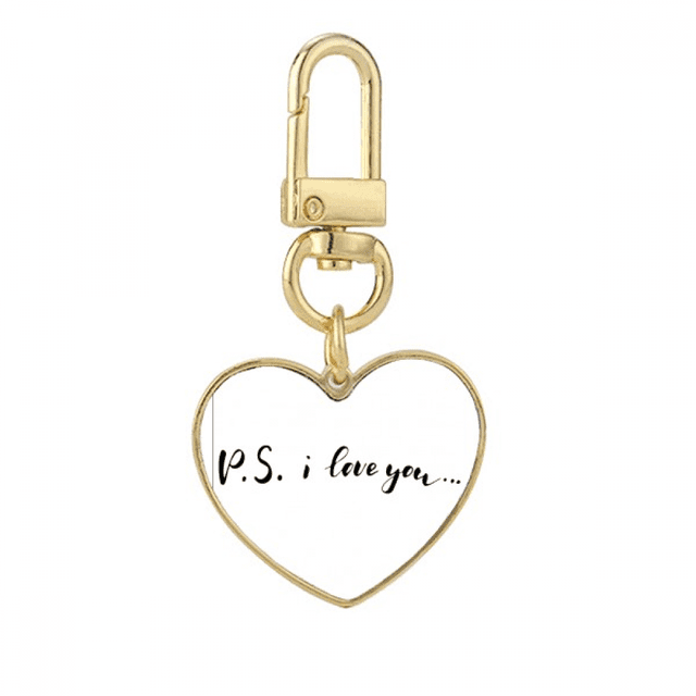 P.s. Je t'Aime Citation Handwrite Or Coeur Porte-Clés Porte-Clés en Métal
