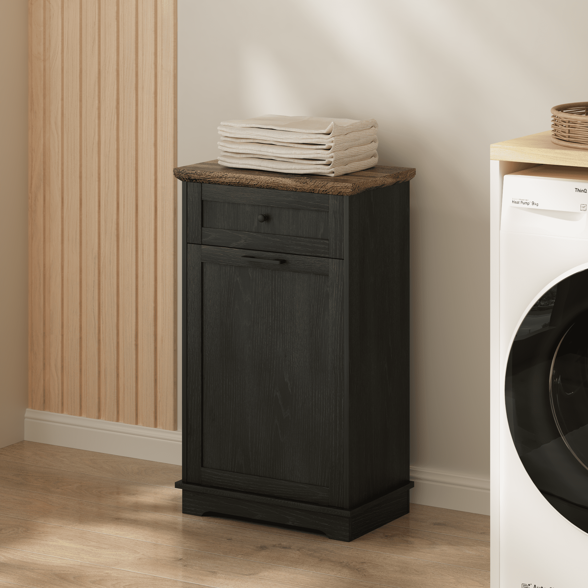Tilt Out Trash Cabinet, 21.7 in x 13.4 in x 36.2 in, Antique Black