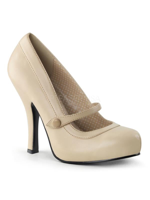 CUTIE02/CRPU Pin Up Couture Platforms 4 1/2" Cutiepie Shoes Cream Pu Size: 5 CUTIE02/CRPU Pin Up Couture Platforms 4 1/2" Cutiepie Shoes Cream Pu Size: 5