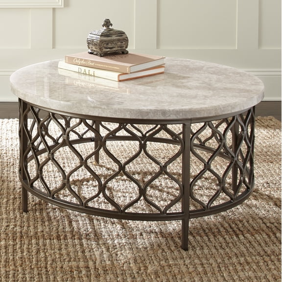 Steve Silver Roland Marble Top 36 inch Round Coffee Table