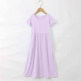 thumbnail image 6 of Utlike Girls Summer Dress Kids Solid Round Neck Short Sleeve Casual Pocket Long Dress Toddler Easy Fitting Sundress Size 4 Years-5 Years, 6 of 6