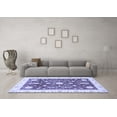 thumbnail image 3 of Ahgly Company Machine Washable Indoor Round Abstract Blue Modern Area Rugs, 3' Round, 3 of 4