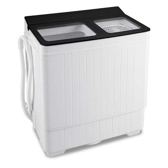 Costway Portable Washing Machine with 18 LBS Washer 8 LBS Spinner Combo Twin Tub Washer Black & White