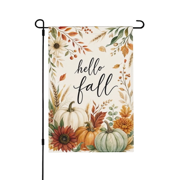 Garden Flag with Pumpkins and Foliage Design Outdoor Decor 12x18 Inch
