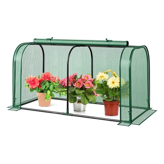 Portable Mini Greenhouse, 47" x 22" x 24" Green House w/ Roll-up Zipper Door, Metal Frame, Waterproof Sun-Protective PE Cover, Small Greenhouses for Raised Garden Bed, Outdoor (Green)