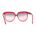 thumbnail image 4 of Womens Oversize Nerdy Round High Temple Horn Rim Sunglasses Red Black Red, 4 of 4