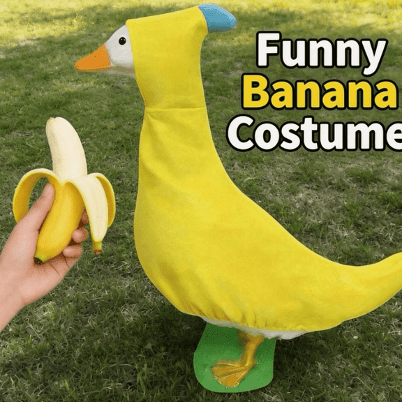 1 Outfit Banana Costume for Lawn Goose Statue Decor, Yellow Seasonal Summer Clothes for Home Yard Porch Display