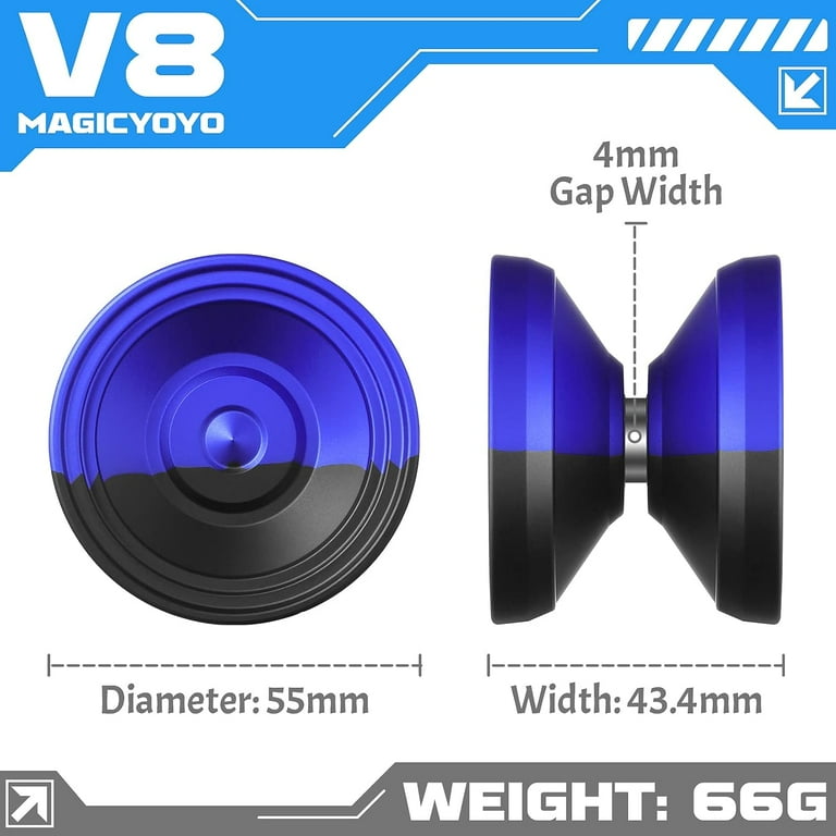 Magicyoyo V8 Black Blue Responsive Metal Yoyo for Kids Beginners +