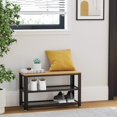 thumbnail image 1 of VASAGLE 28.7" 3-Tier Shoe Rack Bench Long Storage Shelves for Honey Brown and Black, 1 of 5