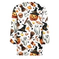 thumbnail image 5 of Womens Halloween Shirts Funny 3/4 Sleeve T Shirts Horror Pumpkin Witch Hat Printed Tops Spooky Round Neck Pullover Holiday Three Quarter Length Blouses, 3XL, 5 of 5