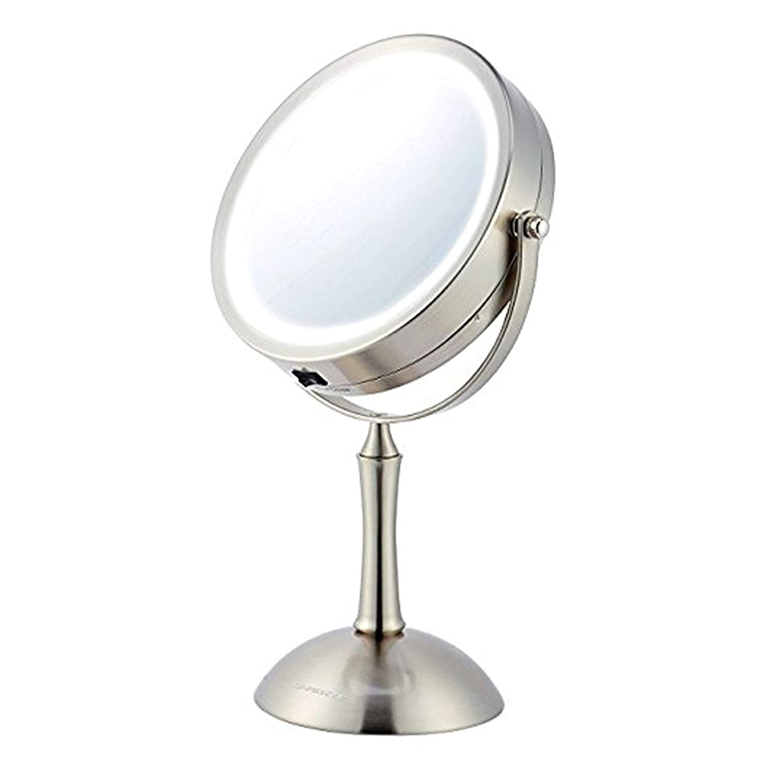Ovente Circle Lighted Table Top Makeup Mirror 7 inch 1X 8X