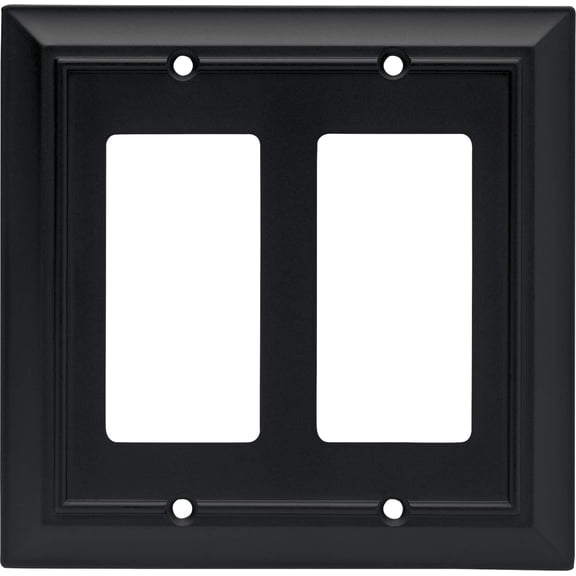 Franklin Brass Architectural (1-Pack) Decorative Light Switch Cover Matte Black 2-Gang Decorator/Rocker Wall Plate Double Electrical Outlet Guard 64211