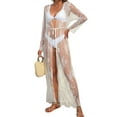 thumbnail image 5 of Franhais Women  Cover-ups Beachwear Long Sleeve Embroidery Lace See Through Long Kimono Cardigan, 5 of 9