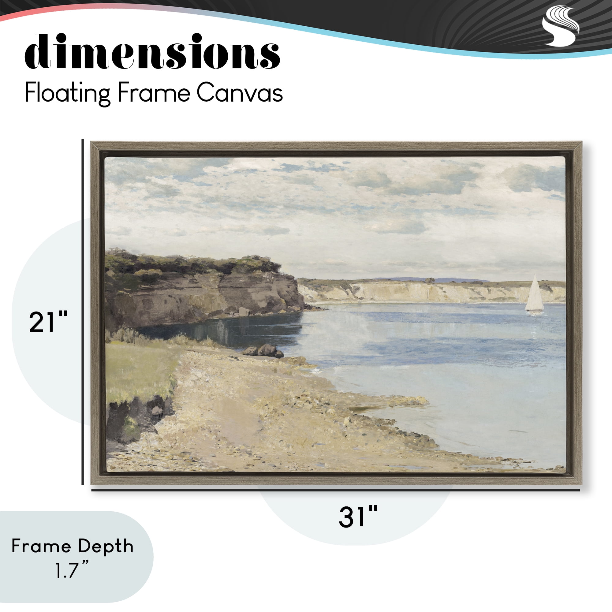 Stupell Industries Set Sail Peaceful Cove Brown Framed Floater Canvas Wall Art, design by Christy McKee