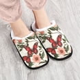 thumbnail image 4 of Women's Men's Slippers, Non-Slip Travel Unisex Fleece House Shoes Red Butterfly, 4 of 7
