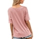 thumbnail image 2 of Guardurnaity Mujeres Camiseta Manga Corta Cuello V Color Bloque Empalme Verano Suelto Casual Top Prendas para la parte del cuerpo Rosado S Guardurnaity AP001239-05, 2 of 6