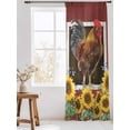 thumbnail image 3 of Sheer Curtains 84 Inches Long, Chicken Sunflowers Semi Sheer Curtains Light Filtering Window Treatment, Country Farm Animal Red Wooden Grain Privacy Voile Drapes for Living Room Bedroom 52x84 Inch, 3 of 7