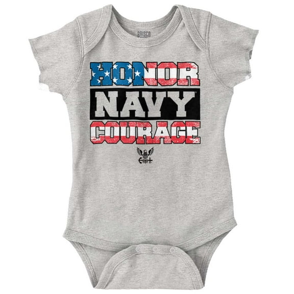 US Navy Honor Courage American Flag Romper Boys or Girls Infant Baby Brisco Brands 12M
