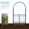 thumbnail image 5 of DUOSONG Outsunny 81" Metal Garden Arbor With Double Doors, Locking Gate, Climbing Vine Frame With Heart Motifs, Arch For Wedding, Bridal Party Decoration, Grey Black Steel Garden & Outdoor Garden, 5 of 9