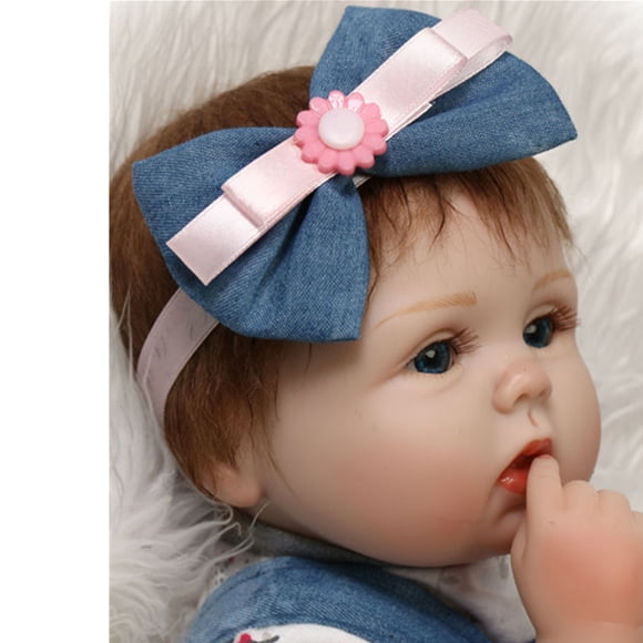 OUBEIER 22'' Realistic Reborn Baby Doll Girls Full Body Soft Silicone Vinyl Lifelike Baby Toy Handmade Xmas Gift with Nipple Nursing Bottle Accessories