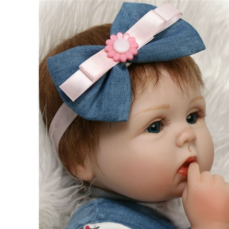 OUBEIER 22'' Realistic Reborn Baby Doll Girls Full Body Soft Silicone Vinyl Lifelike Baby Toy Handmade Xmas Gift with Nipple Nursing Bottle