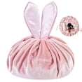thumbnail image 1 of Portable Drawstring Cosmetic Bag Pink Lazy Travel Cosmetic Bag Large Makeup Bag with Cute Bunny Ears for Kids Women Girls, 1 of 5