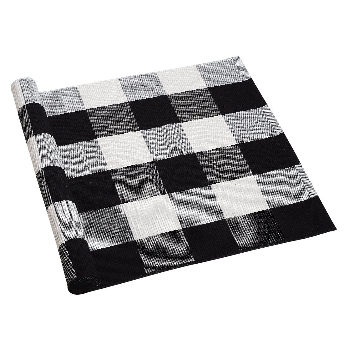 Buffalo Plaid Check Checkered Rug Cotton Hand-Woven Rugs for Welcome Doormat 51" 