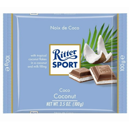 Ritter Sport Milk Chocolate with Coconut, 100g/3.52 Oz