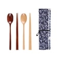 thumbnail image 5 of Palillos de cocina coreana, vajilla, cuchara de madera, palillos de madera, vajilla portátil de tres piezas para picnic al aire libre, 5 of 5