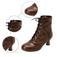 thumbnail image 5 of Gyexs Womens Winter Boots 70s Lace Up Boots Pointed Toe Chunky Heel Ankle Boots Wingtip Closed Toe Block Chunky Mid Heel Shoes Brown Size 8.5, 5 of 9