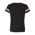 thumbnail image 4 of Women's Football V-Neck Fine Jersey Tee Color Black Solid/ White Small Size, 4 of 5