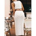 thumbnail image 6 of Women's Crochet 2 Piece Outfit, Sleeveless Crop Top and Maxi Skirt Set As Shown S, 6 of 7
